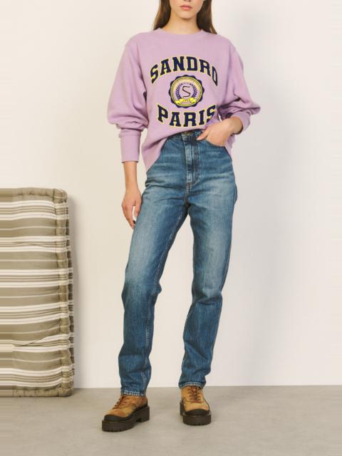 Sandro Printed and flocked college sweatshirt