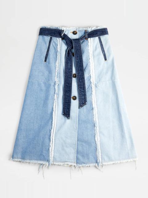 Tod's SKIRT IN DENIM - BLUE, LIGHT BLUE