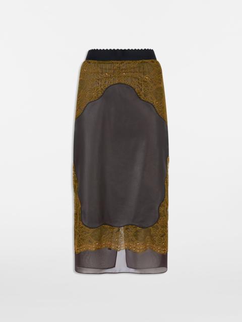 THE ATTICO DARK GREEN AND DARK BROWN MIDI SKIRT