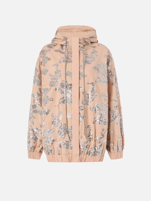BOMBER JACKET WITH FLORAL SEQUIN EMBROIDERY