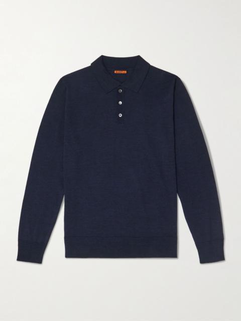 BARENA Pevaron Merino Wool Polo Shirt Navy