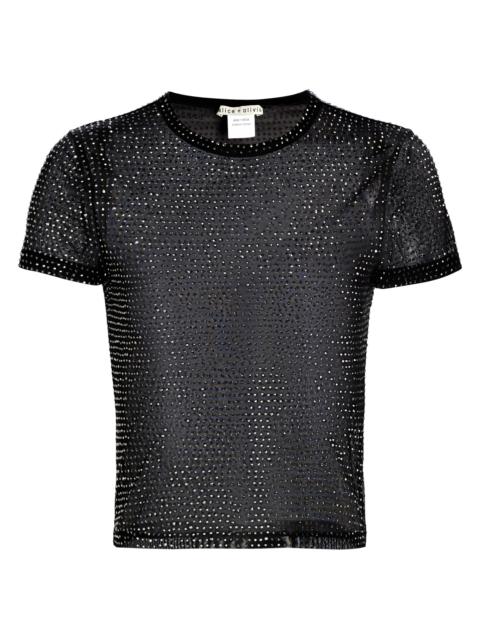 Alice + Olivia Women's Tess Crystal-Embellished T-Shirt - Black Hematite