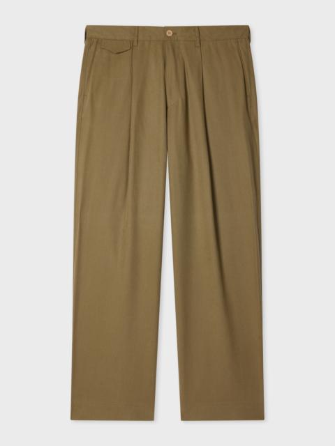 Paul Smith Relaxed-Fit Khaki Pleated Lyocell Trousers