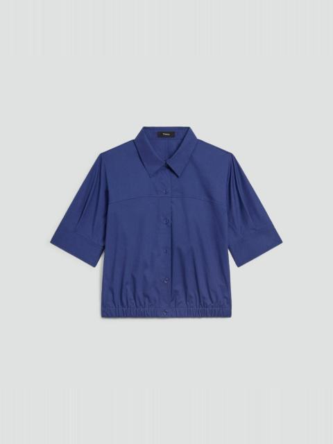 Theory Cropped Short-Sleeve Shirt in Relaxed Poplin