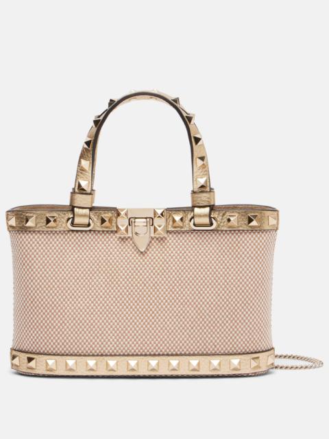 Valentino Rockstud Mini leather-trimmed tote bag
