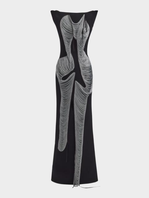 MATICEVSKI Figural Fringe Gown