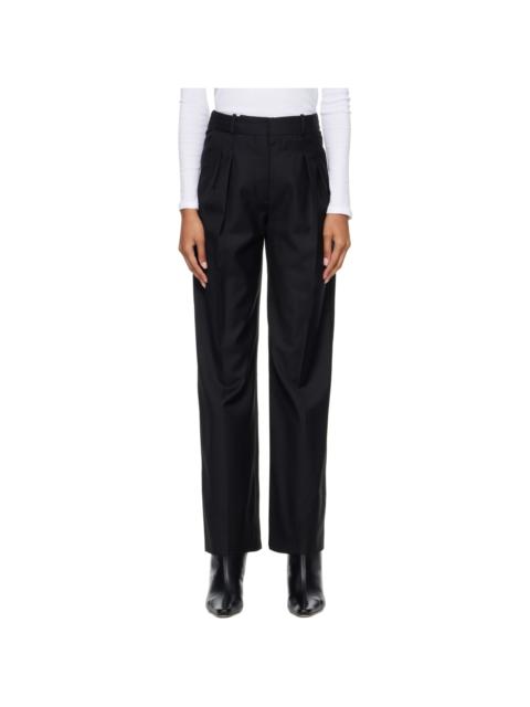 Loulou de Saison Black Sbiru Virgin Wool Pleated Trousers