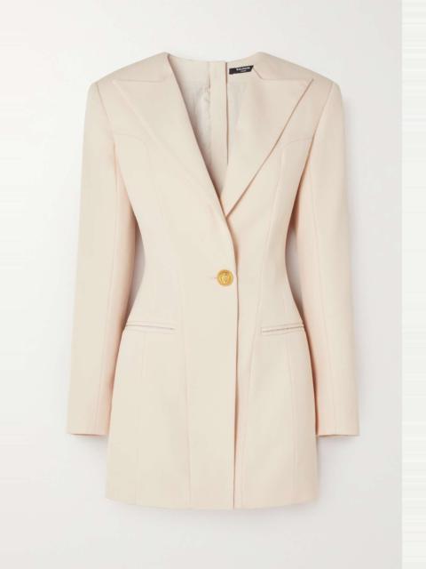 Balmain Button-embellished grain de poudre wool mini dress