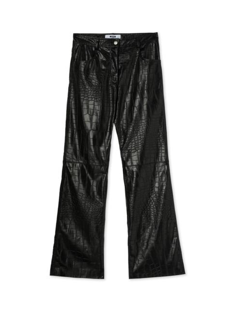 MSGM Faux leather straight-leg trousers "Croco Eco Leather" fabric