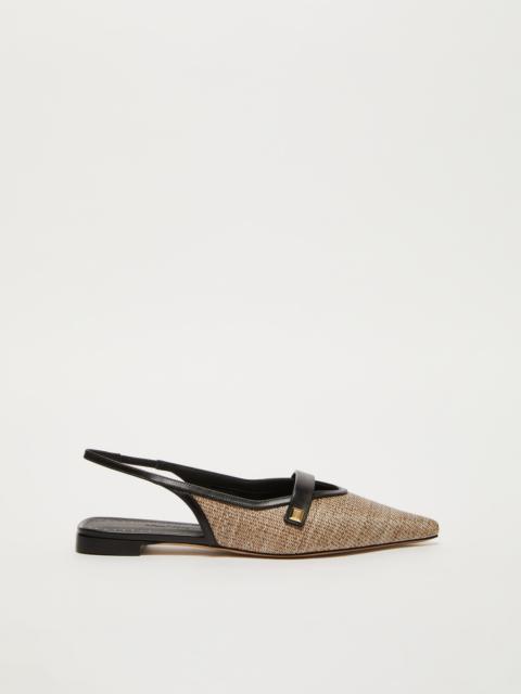 Smooth raffia-effect fabric flat sandals