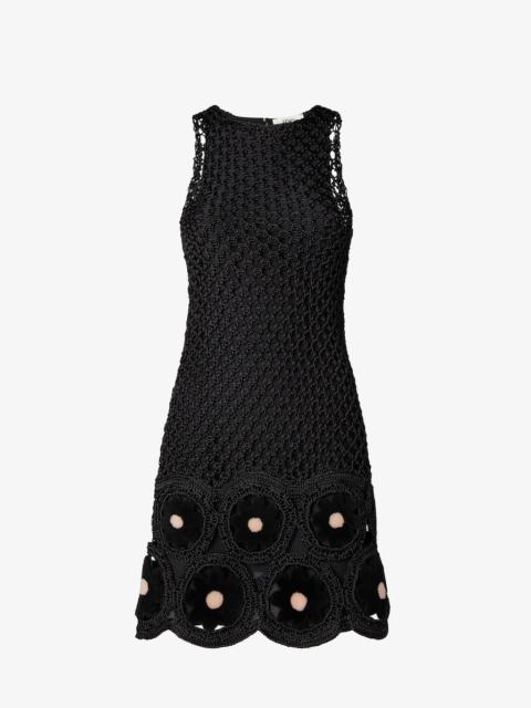 FENDI Dress Black silk macramé and mink dress