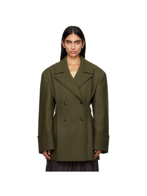 REMAIN Birger Christensen Green Pleats Peacoat