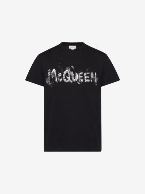 Alexander McQueen Men's McQueen Graffiti T-shirt in Black/grey