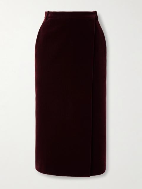 SAINT LAURENT Cotton-velvet Midi Skirt