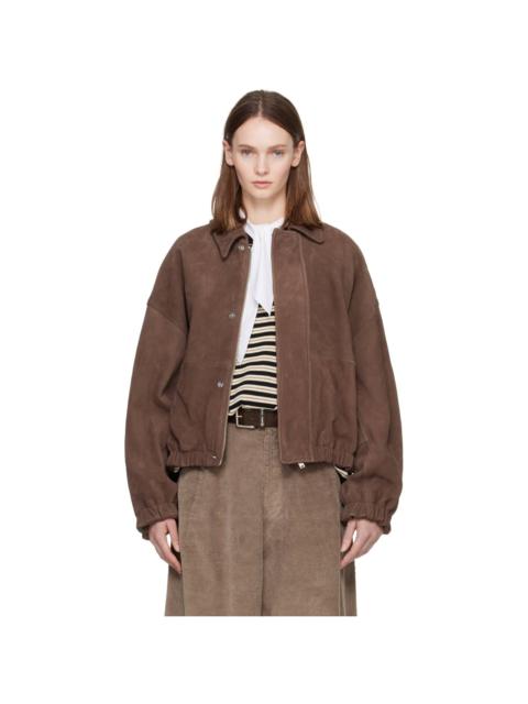 CORDERA Brown Nobuck Leather Bomber Jacket