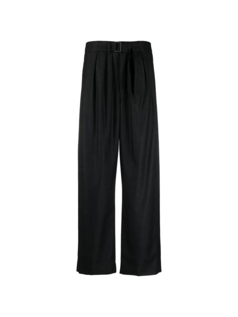 belted pleated cashmere-blend trousers