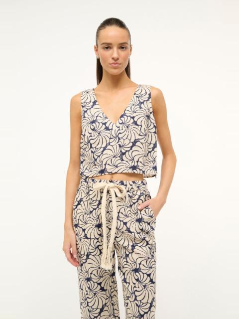 STAUD STAUD CATANIA TOP NAVY SCALLOP BLOCK PRINT