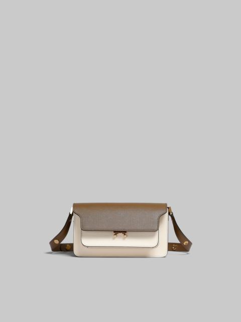 TRUNK BAG E/W IN BROWN WHITE AND ORANGE SAFFIANO LEATHER