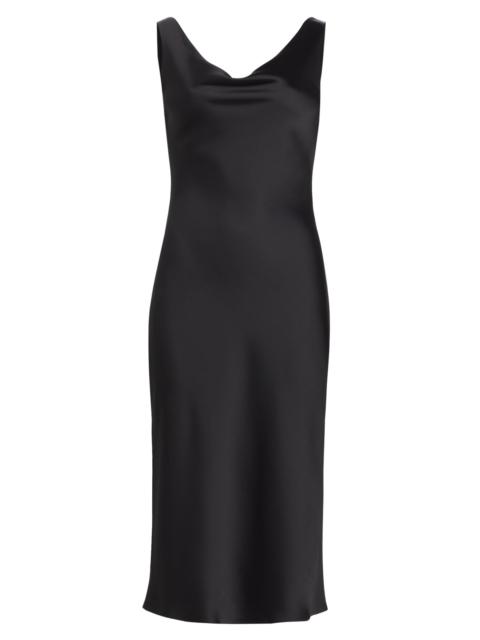 NORMA KAMALI Women's Maria Cowl-Neck Satin Midi-Dress - Black
