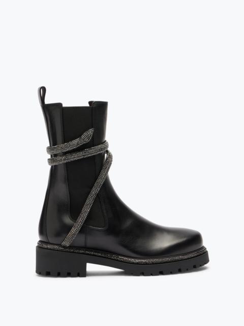RENE CAOVILLA Cleo Combat Black Biker Boots