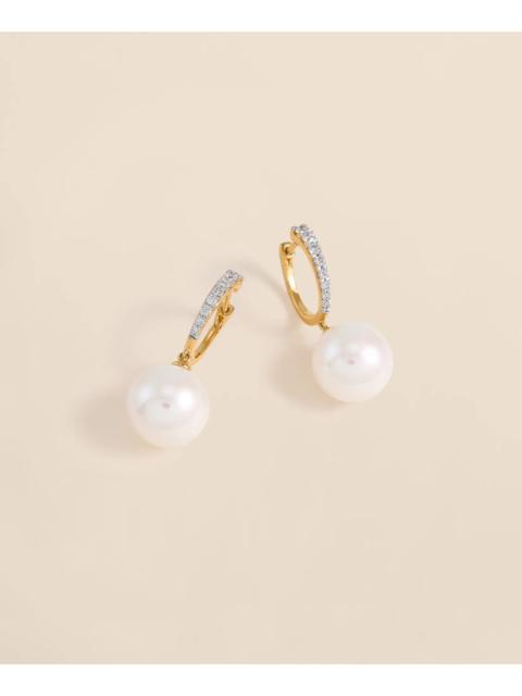 Brooks Brothers 14k Gold Pearl Hoop Earrings