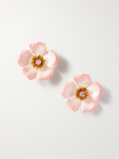 Jennifer Behr Debre gold-plated crystal earrings Baby pink