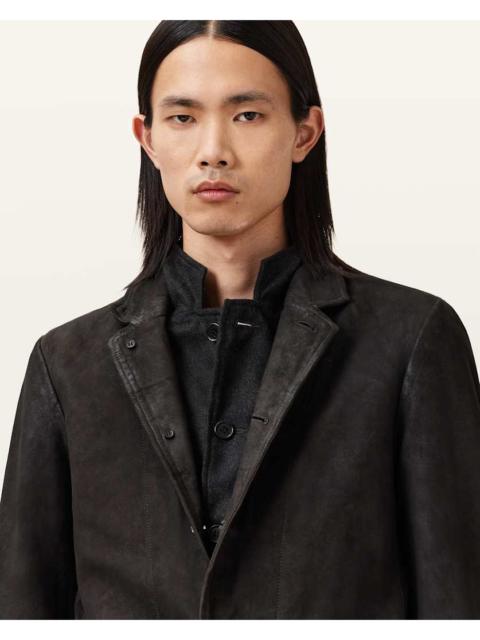 ALLSAINTS SURVEY DOUBLE LAYERED WAXED SUEDE BLAZER