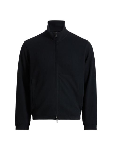 EMPORIO ARMANI Men's Textured Jersey Track Jacket - Iconic Blue Navy