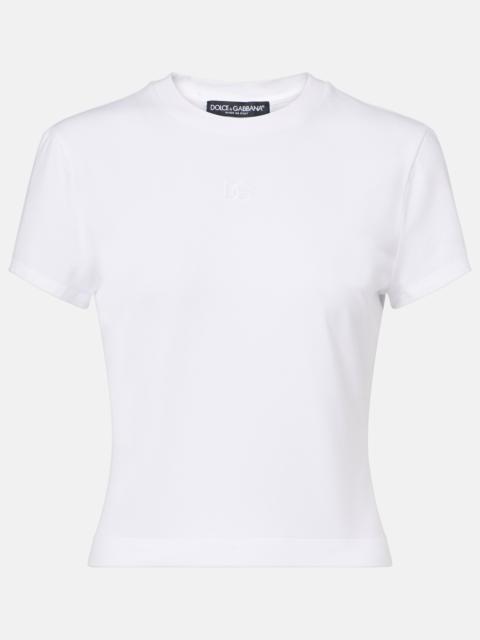 Dolce & Gabbana Embroidered cotton-blend jersey T-shirt