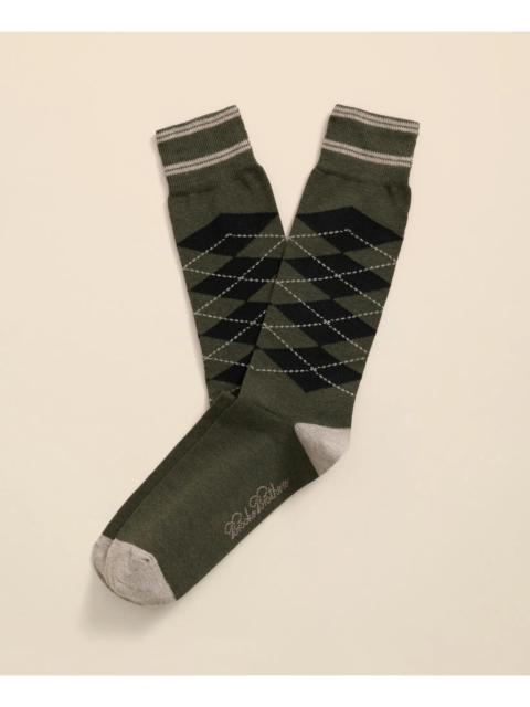 Brooks Brothers Cotton-Blend Tipped Argyle Socks
