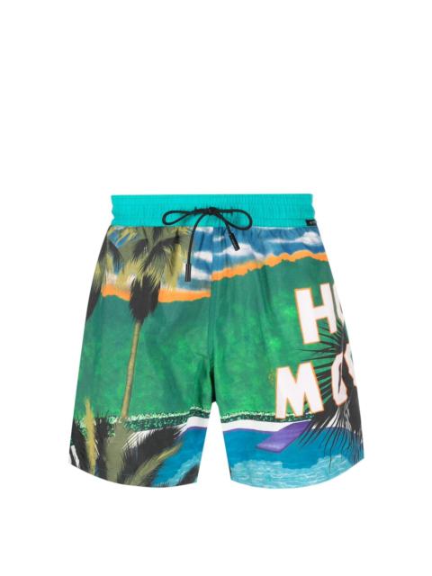 landscape-print swim shorts