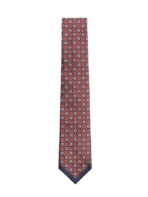 Valentino Men's Silk Jacquard Tie with Geometric Pattern - Orange Blue Ivory