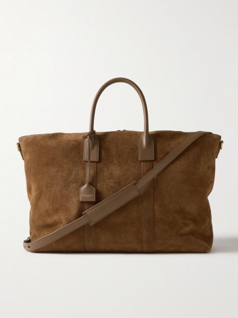 SAINT LAURENT Leather-Trimmed Suede Tote Bag
