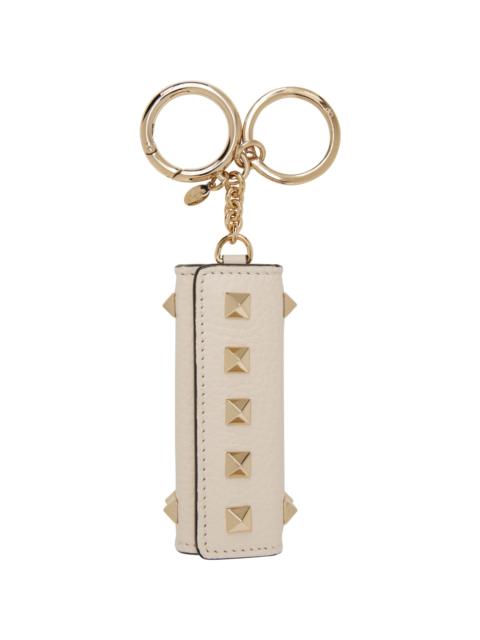 Valentino Beige Rockstud Charm Keychain