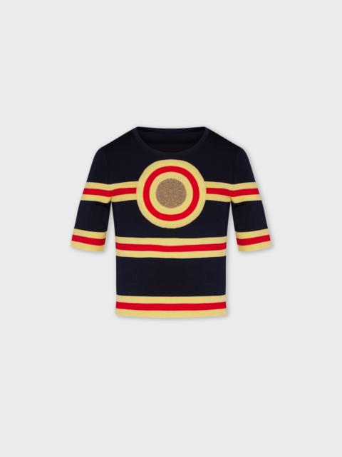 rabanne TOP IN LUREX KNIT WITH GEOMETRICAL DETAILS