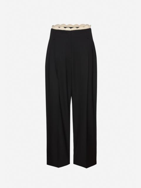 MAGDA BUTRYM Lace-detail wool tapered trousers in black