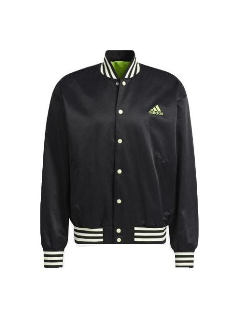 Men's adidas Stripe Sports Baseball Jacket Black HB5439