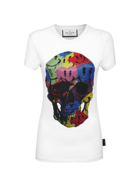 skull-print rhinestones-embellishment T-shirt