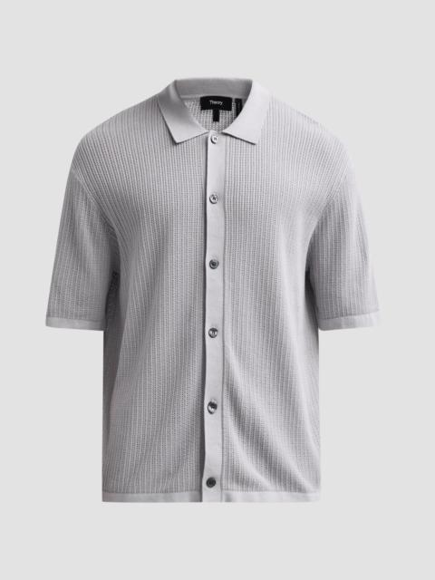 Theory Men's Textured Cotton Knit Short-Sleeve Shirt - New Dark Vapor