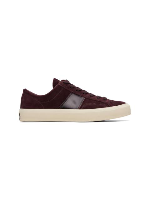 TOM FORD Burgundy Suede Cambridge Sneakers