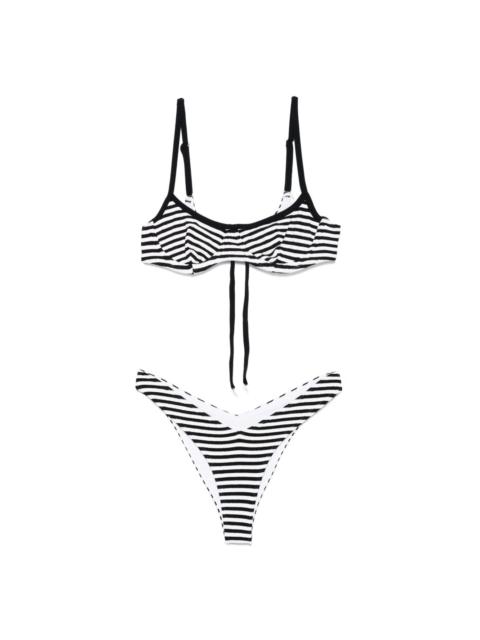 Frankies Bikinis striped bikini set