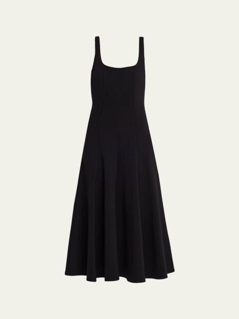 Vince Seamed Square-Neck Knit Midi Dress