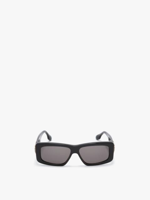 Victoria Beckham Chain Detail Rectangular Frame Sunglasses In Black