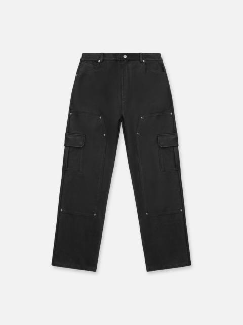 RTA RYAN FAUX LEATHER WIDE LEG CARPENTER PANT | BLACK