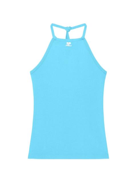 courrèges logo-embroidered halterneck top