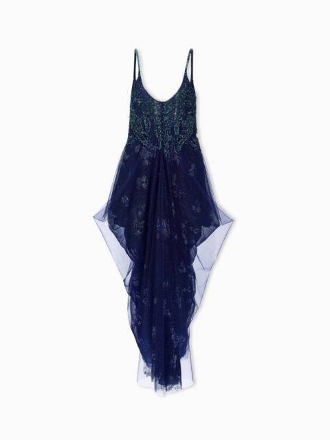 GIORGIO ARMANI LONG TULLE DRESS WITH EMBROIDERIES