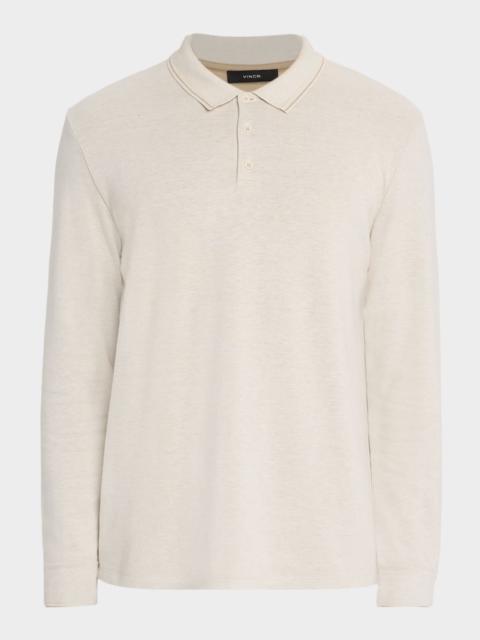 Vince Men's Heathered Long-Sleeve Polo Shirt