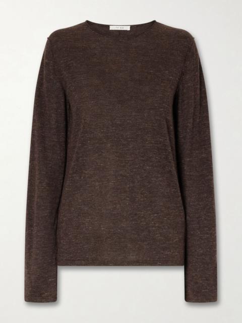 The Row Nile cashmere, silk and linen blend sweater Dark brown