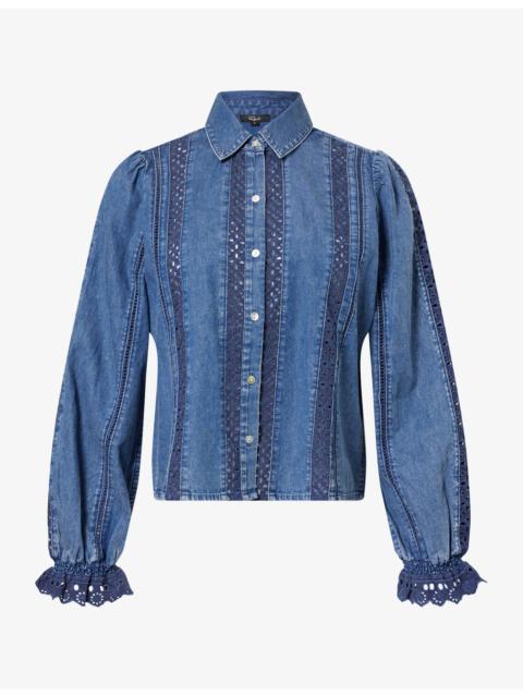 Rails Rowen Embroidered-Trim Denim Shirt