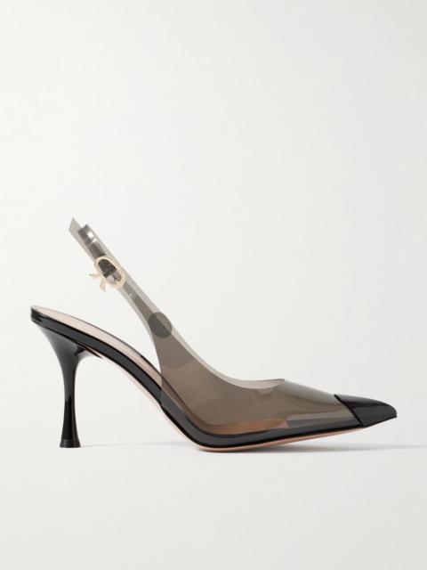 Gianvito Rossi 85 patent leather-trimmed PVC slingback pumps Black